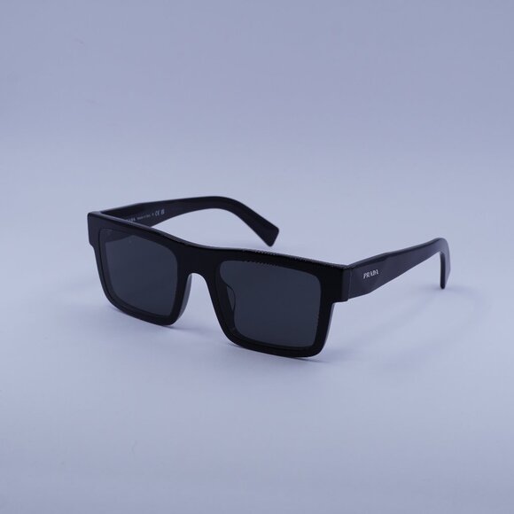 Prada PR19WSF 1AB5S0 Sunglasses Black Rectangle Frame, Dark Grey Lenses - Picture 2 of 11